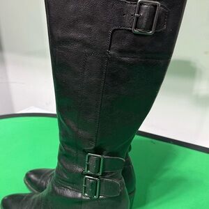 Black Leather Knee-High Boots
